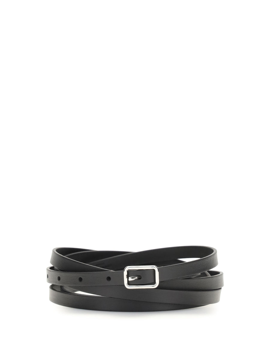 Givenchy Double Wrap Leather Belt — Black Calf Bos Taurus