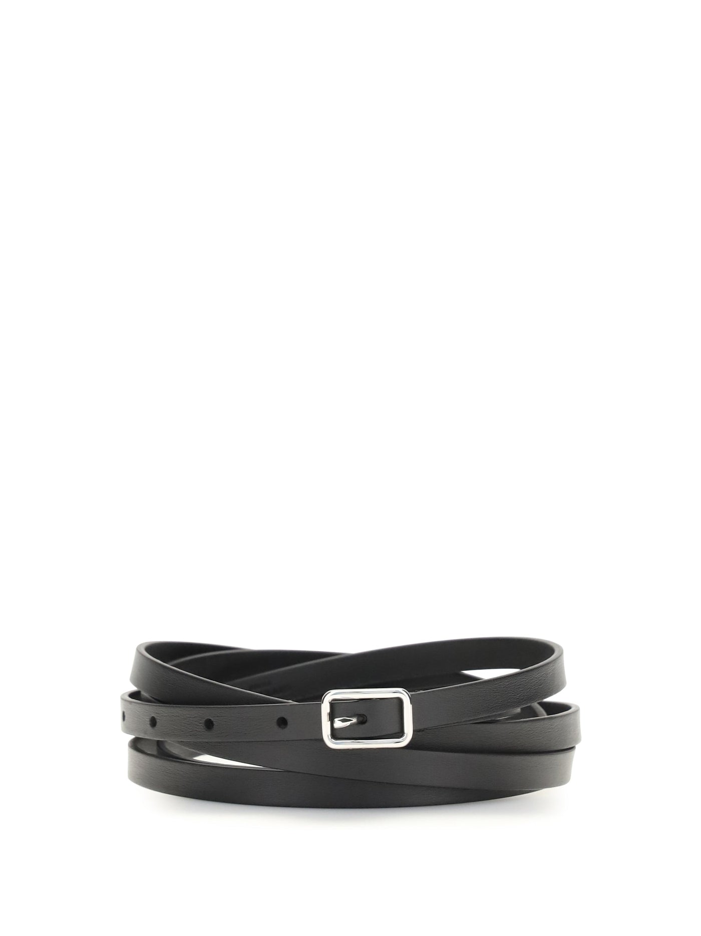 Givenchy Double Strap Grained Calfskin Belt — Black Calf Leather