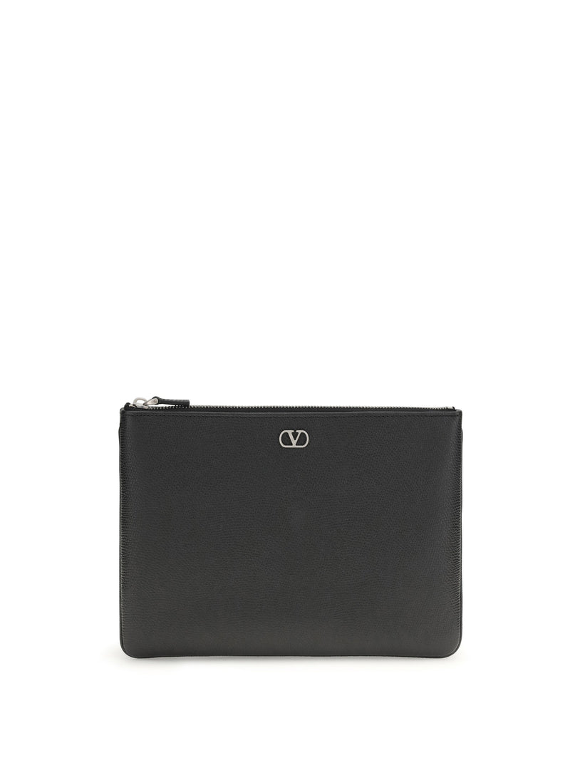Valentino Garavani Calf Leather Pouch — Black Wallet
