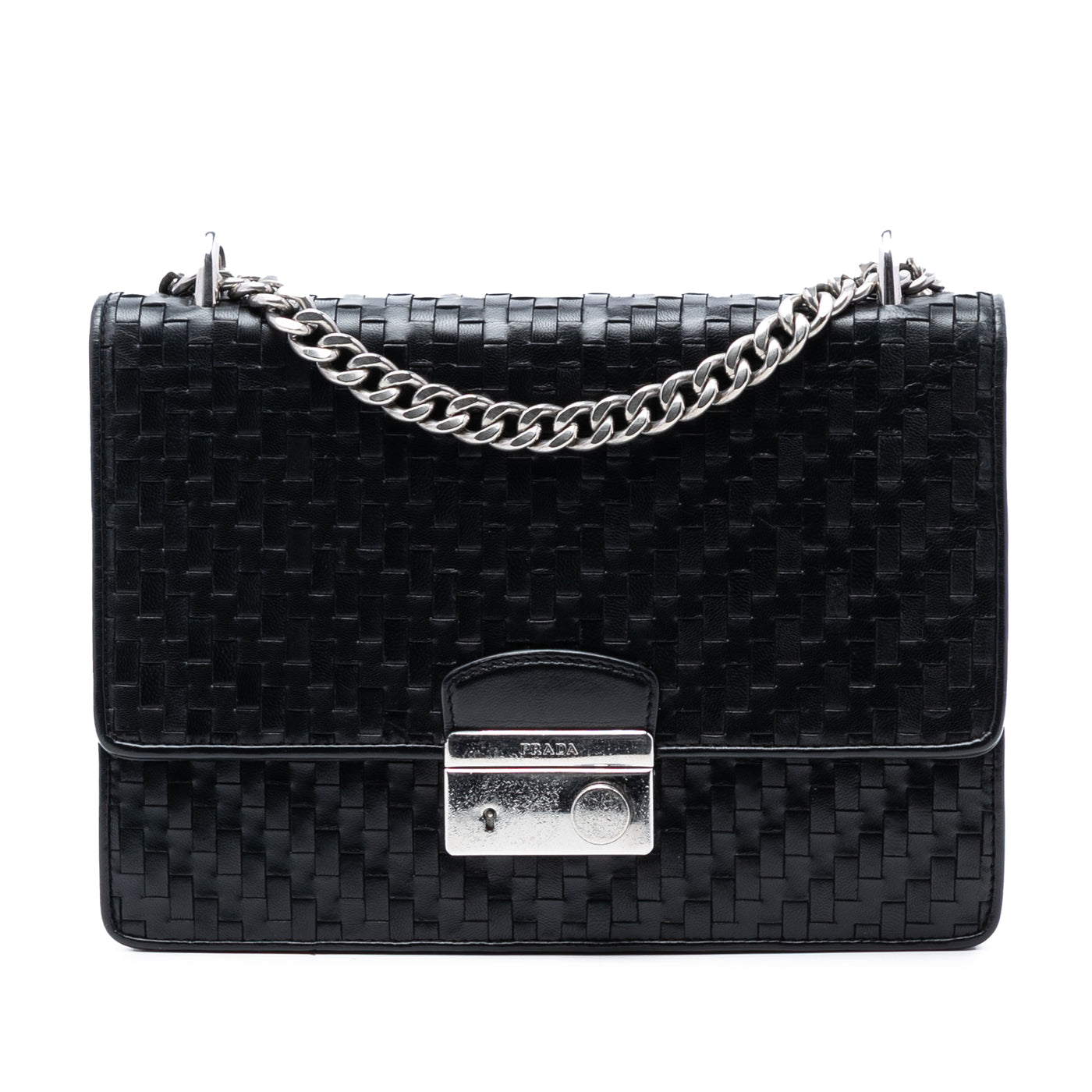 Woven Madras Leather Chain Flap Bag - Image 1
