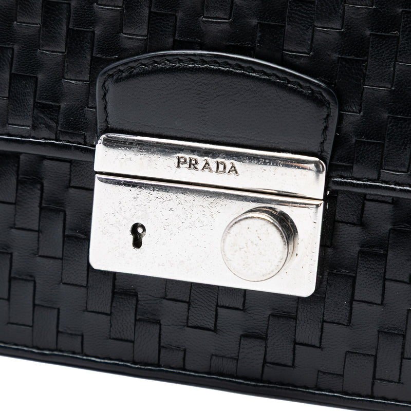 Woven Madras Leather Chain Flap Bag - Image 5