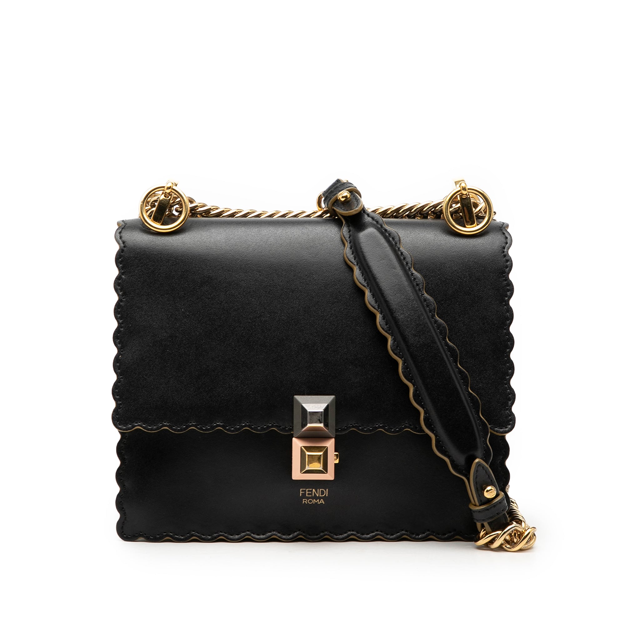 Small Scalloped Leather Kan I Crossbody - Image 1