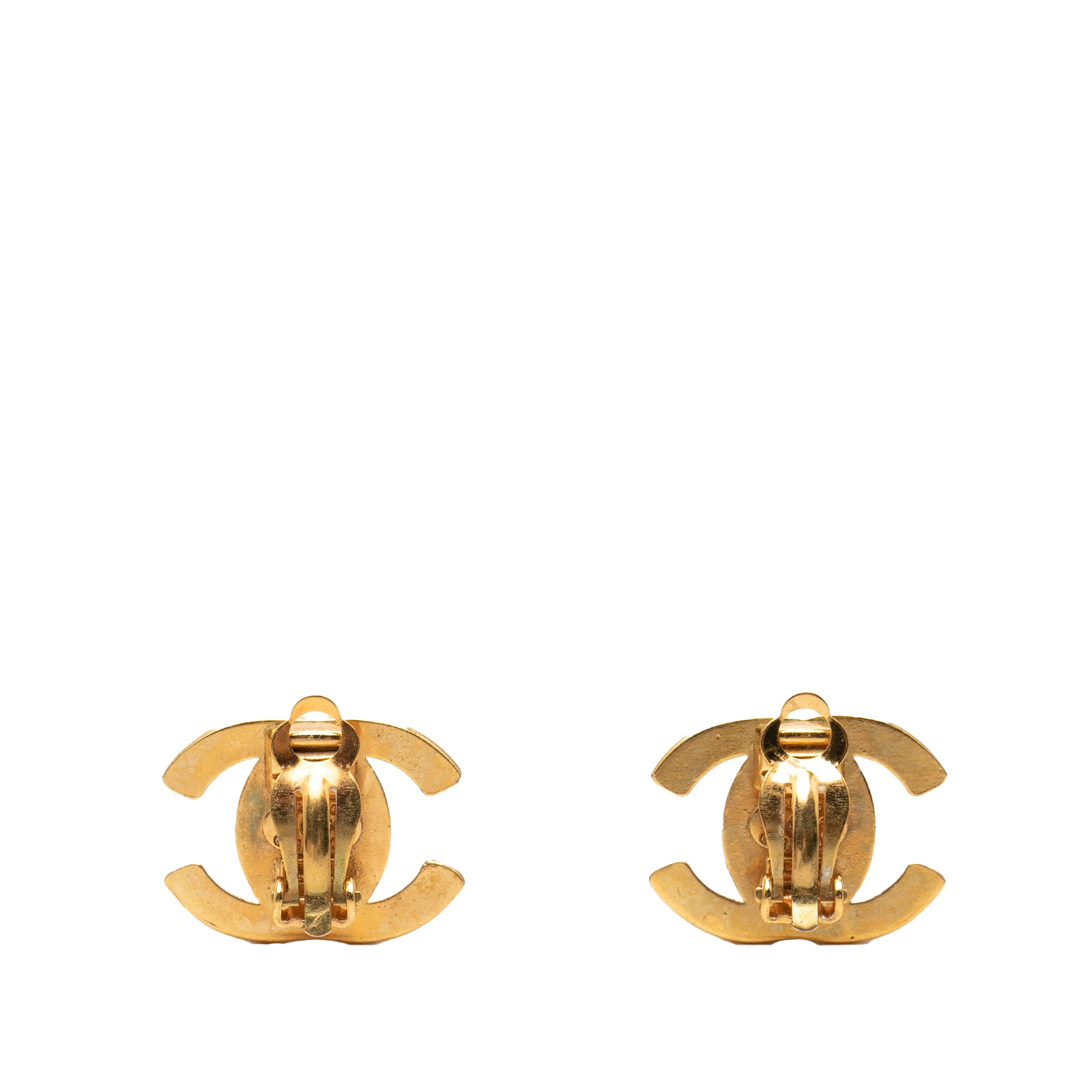 CC Gold Plated Turn Lock Clip On Earrings - Image 2