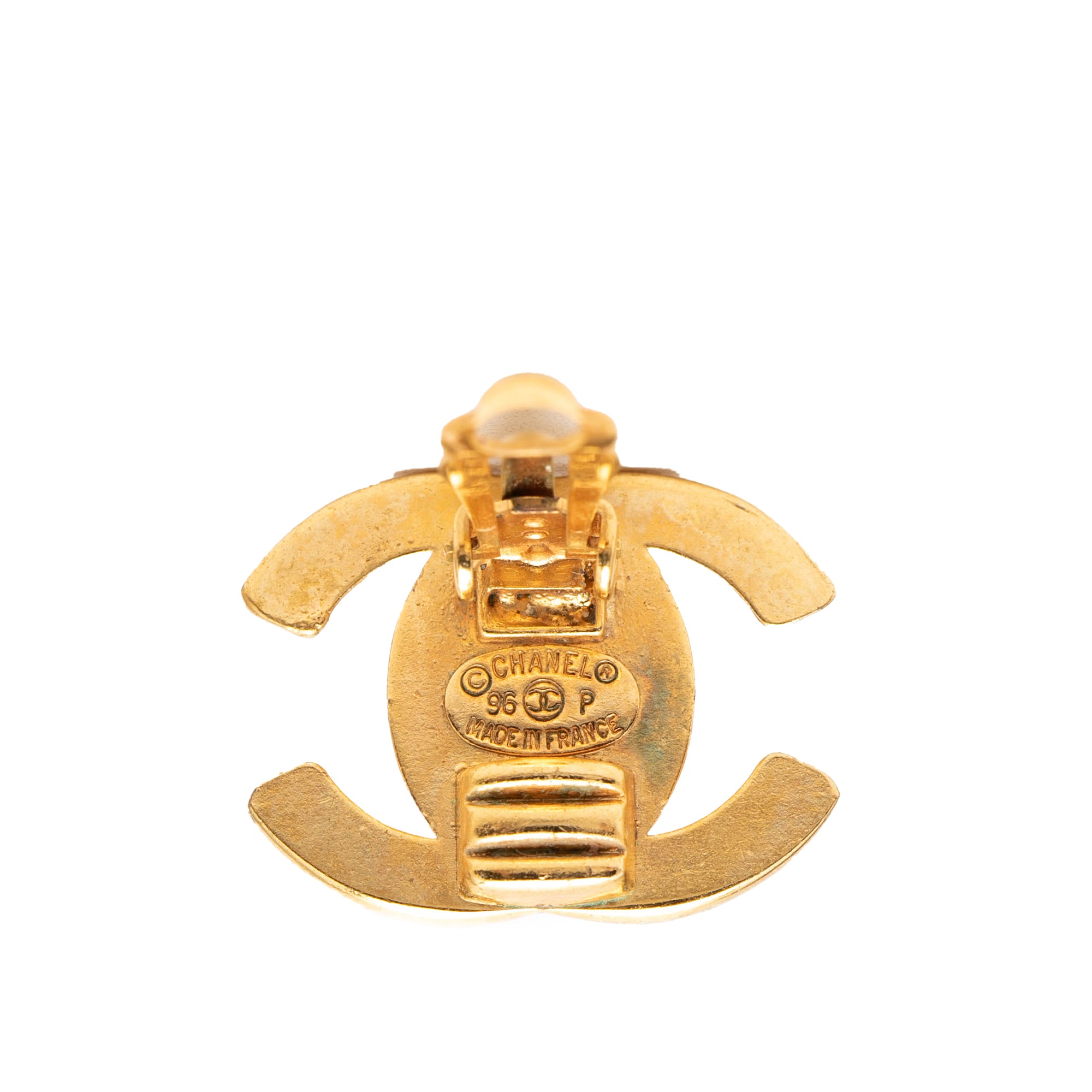 CC Gold Plated Turn Lock Clip On Earrings - Image 3