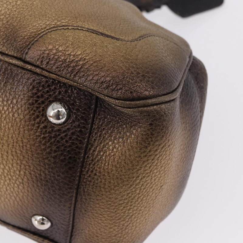 Prada Belted Frame Satchel Metallic Leather Gold