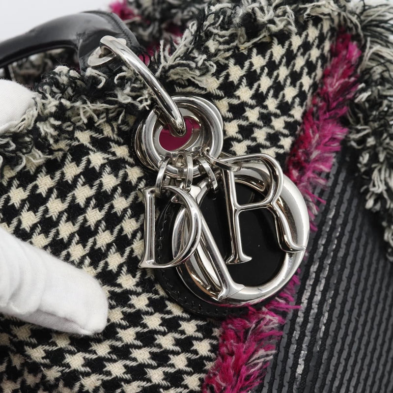 Christian Dior Diorissimo Patchwork Tweed Black Canvas Bag