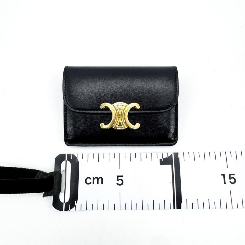 Celine Triomphe Card Case Leather Black Accessory
