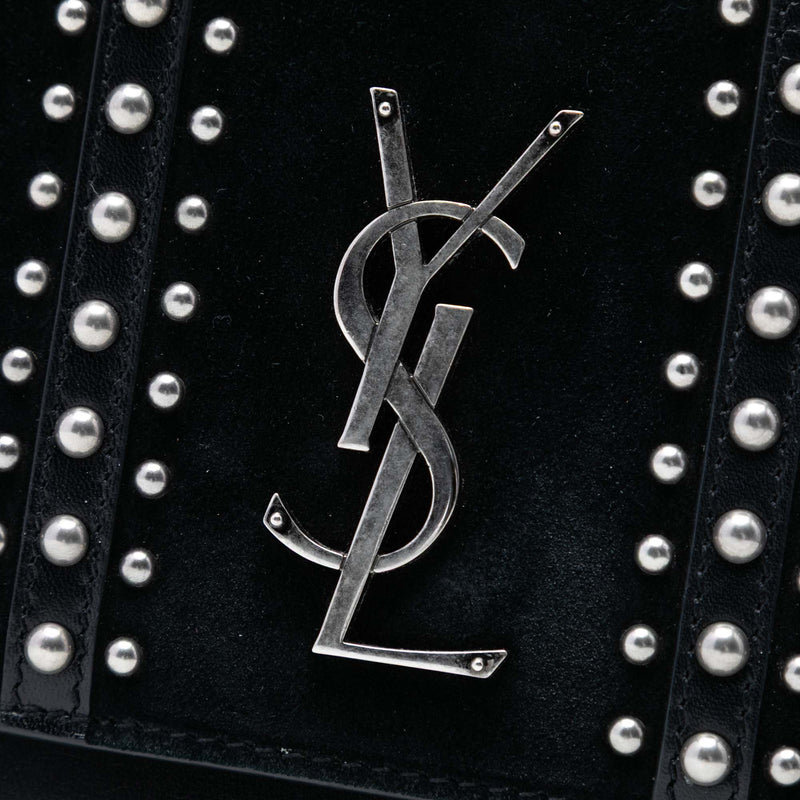 Medium Studded Suede and Calfskin Monogram Sunset Crossbody - Image 6