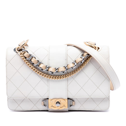 CC Stitched Calfskin Chain Flap - Image 1