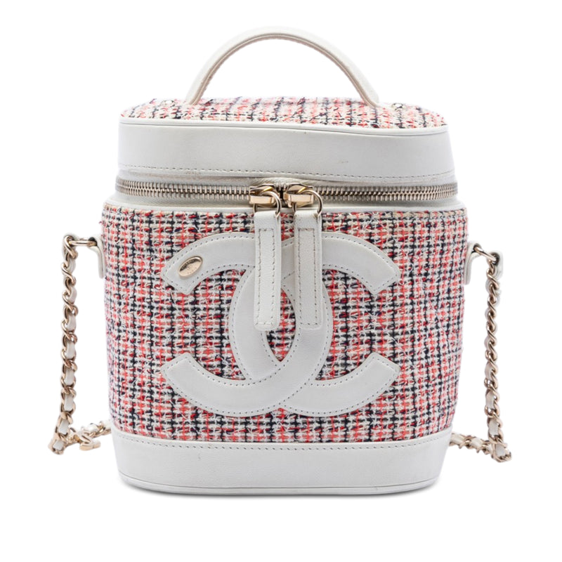 Tweed and Lambskin Vanity Cosmetic Case