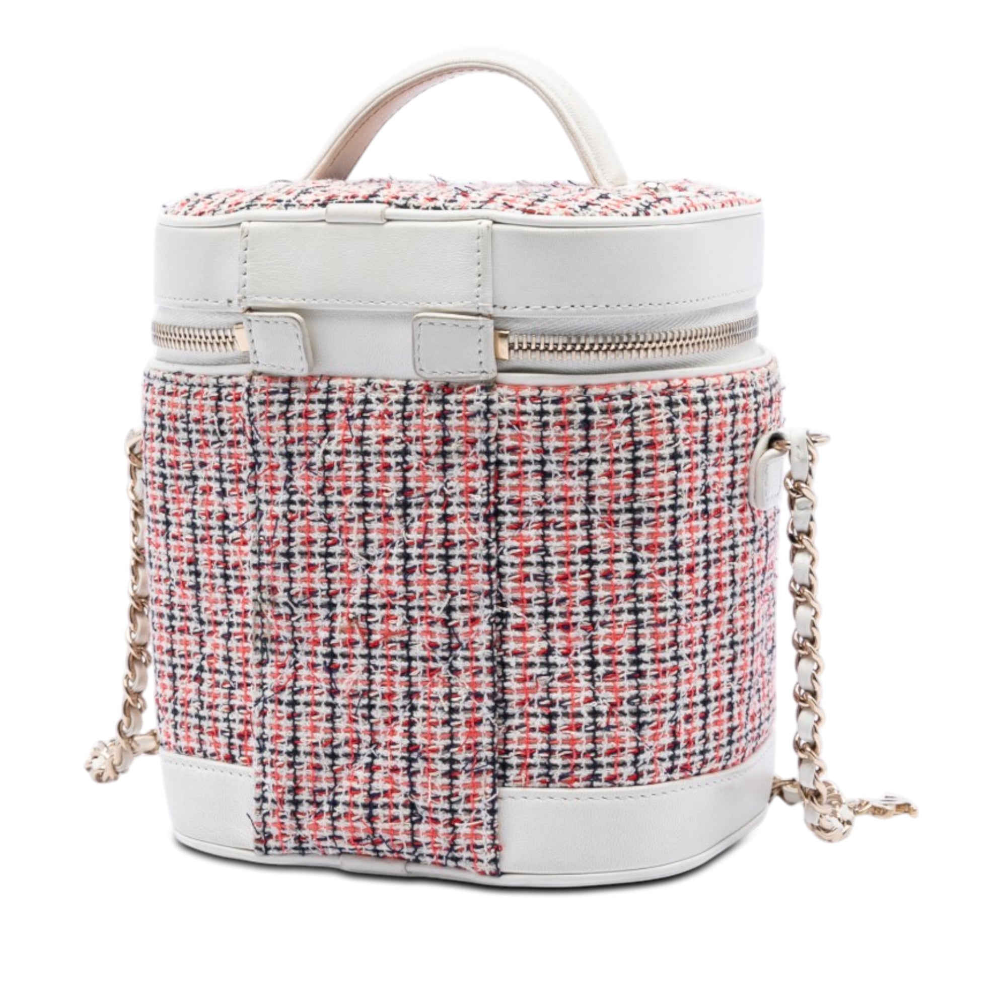 Tweed and Lambskin Vanity Cosmetic Case - Image 2