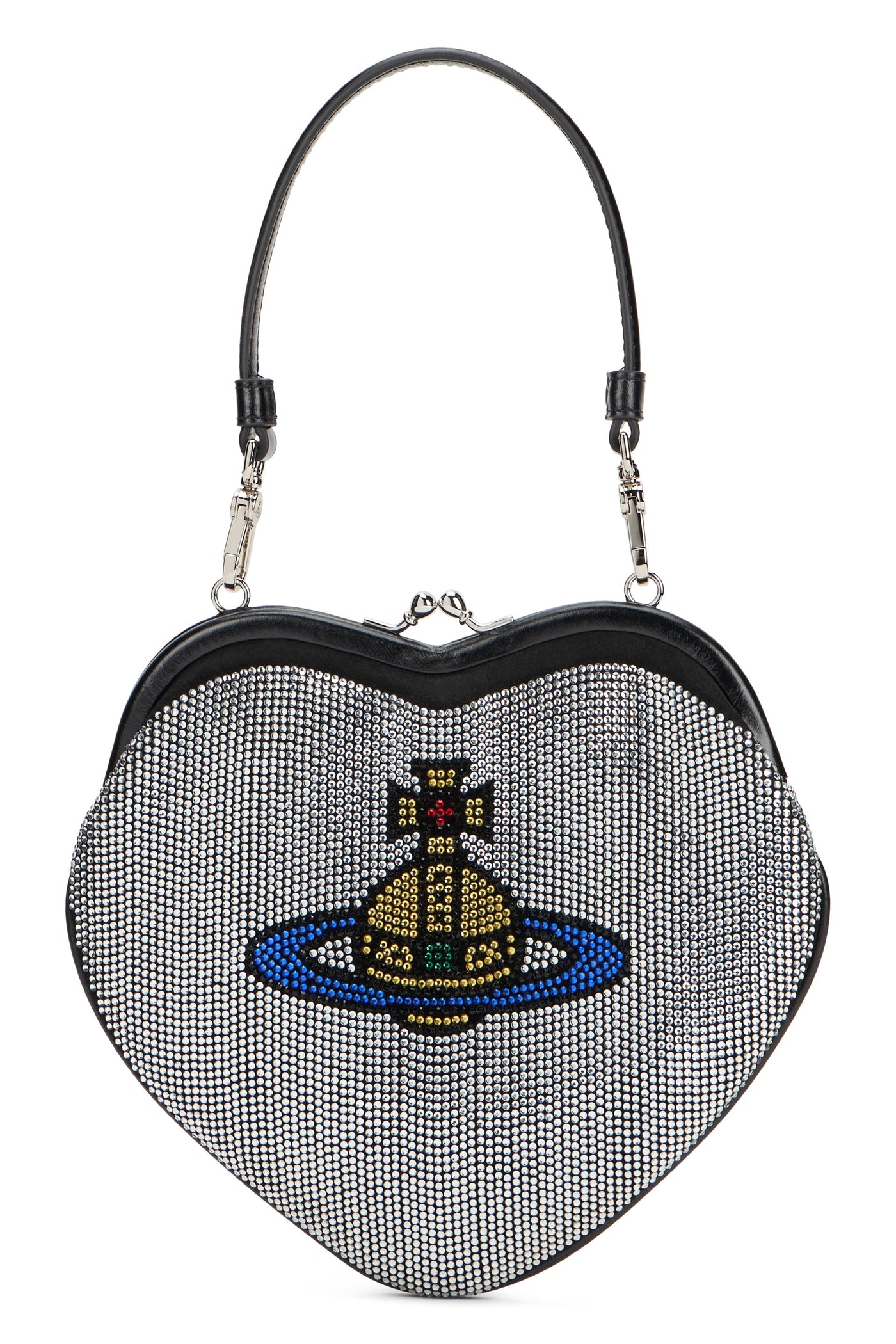 Vivienne Westwood Heart Clutch — Silver Calfskin