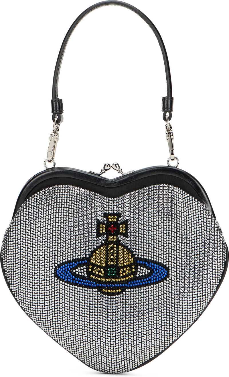 Vivienne Westwood Heart Clutch — Silver Calfskin