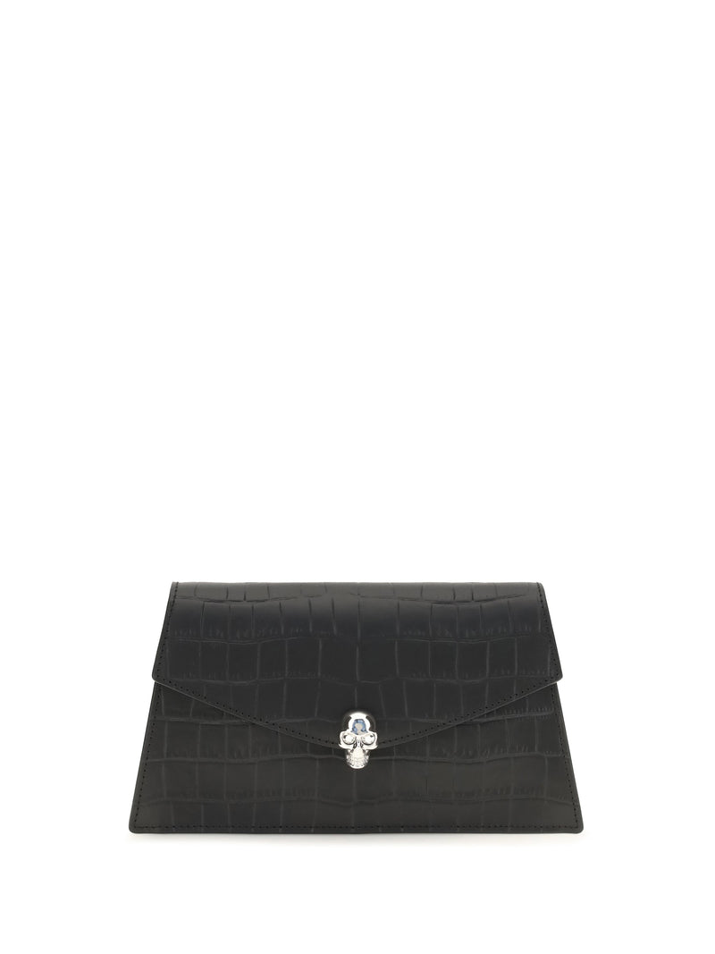 Alexander Mcqueen Skull Clutch — Black Calf Leather