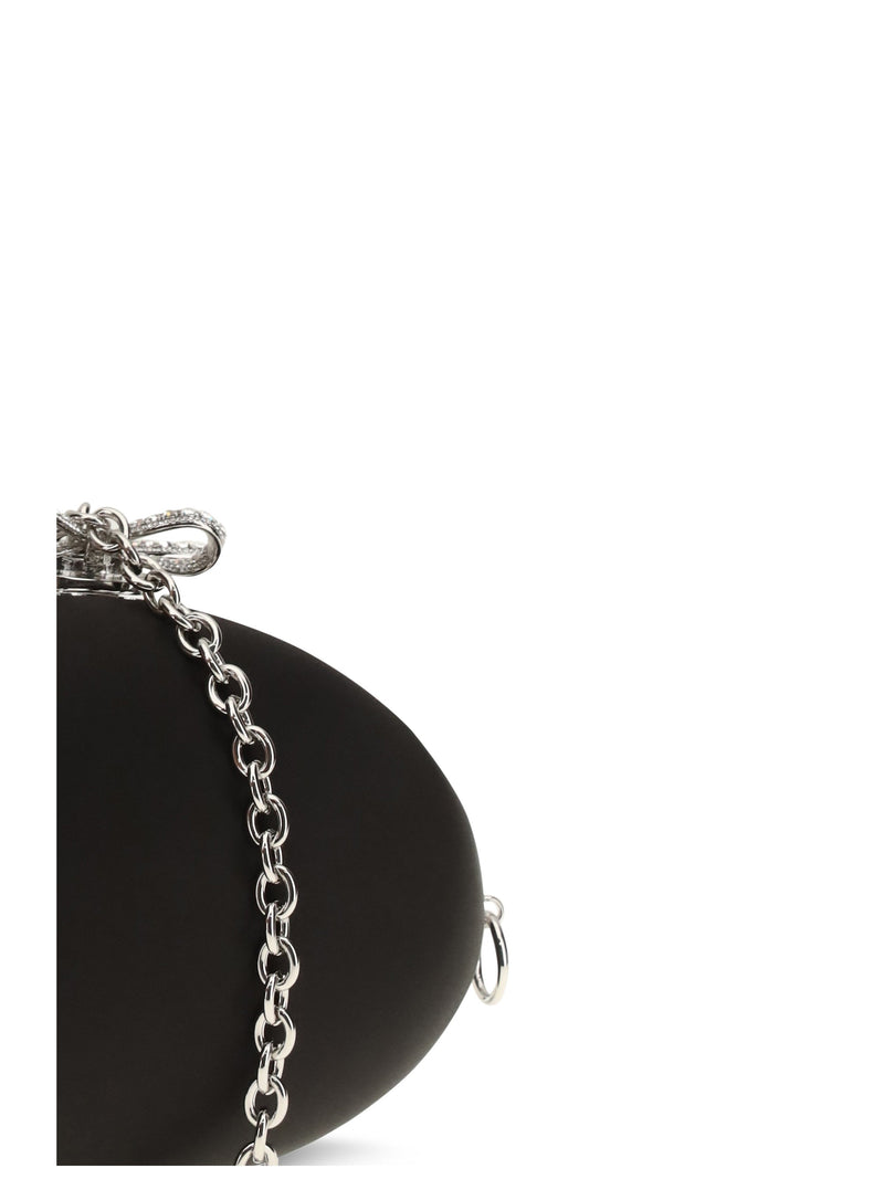 Self-Portrait Oval Clutch — Black Polyester; Elastane