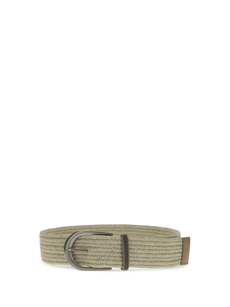 Brunello Cucinelli Braided Linen Belt — Beige