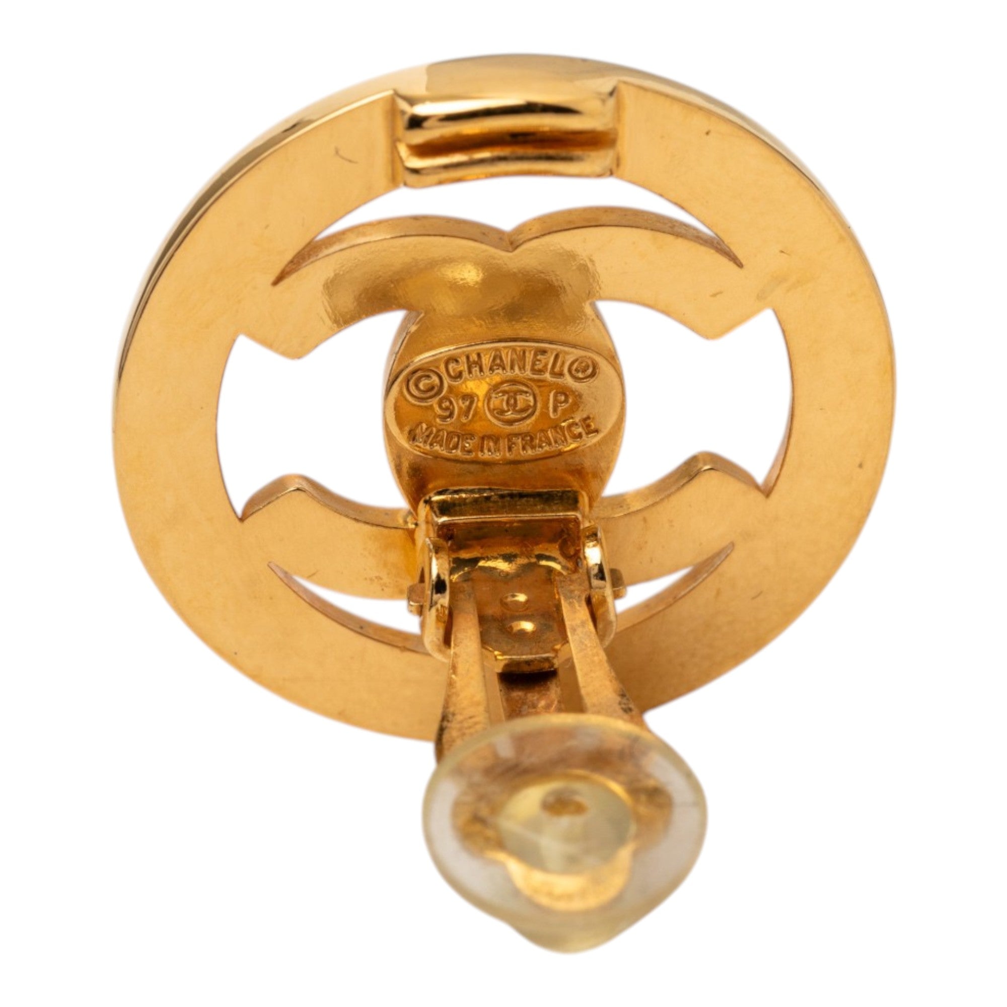 CC Gold Plated Turn Lock Clip On Earrings - Image 3