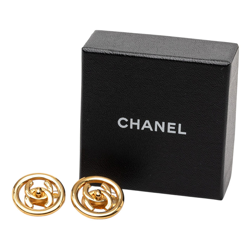 CC Gold Plated Turn Lock Clip On Earrings - Image 4