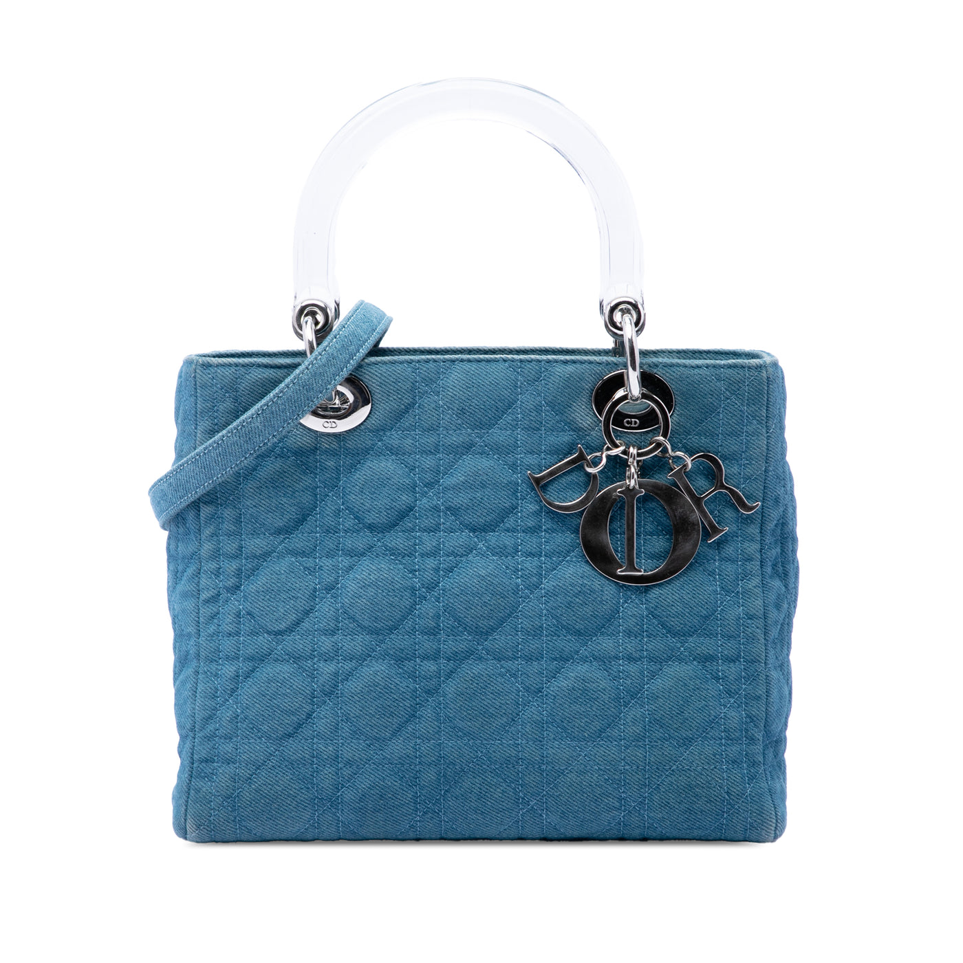 Medium Denim Cannage Acrylic Handles Lady Dior - Image 1