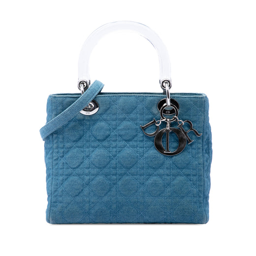 Medium Denim Cannage Acrylic Handles Lady Dior - Image 1