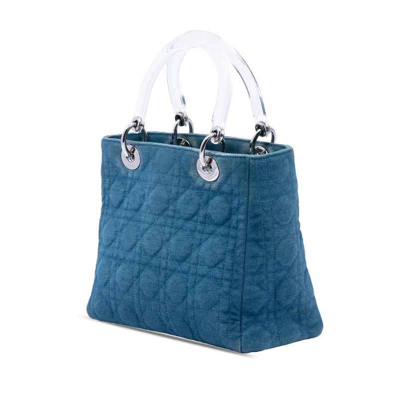 Medium Denim Cannage Acrylic Handles Lady Dior - Image 2