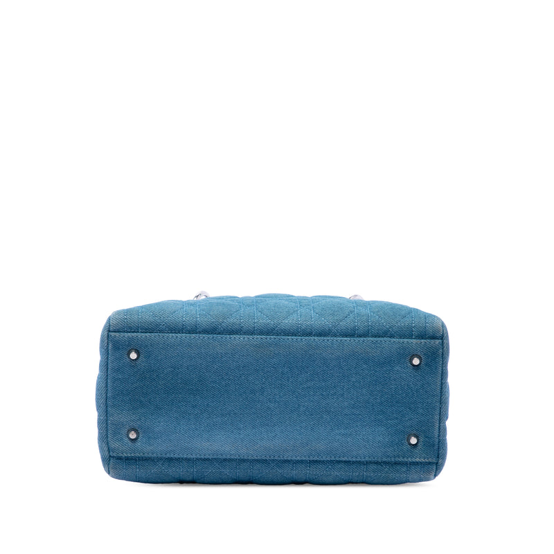 Medium Denim Cannage Acrylic Handles Lady Dior - Image 3