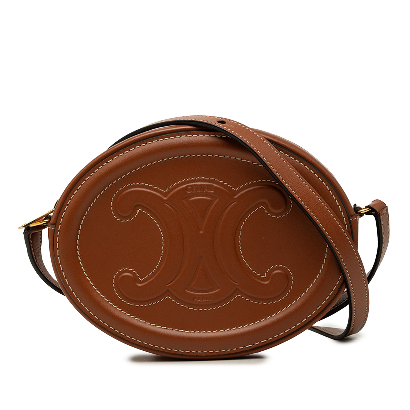 Small Calfskin Cuir Triomphe Oval Crossbody - Image 1