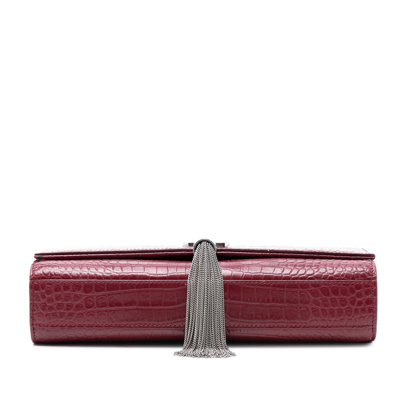 Medium Croc Embossed Leather Monogram Kate Tassel Crossbody - Image 3