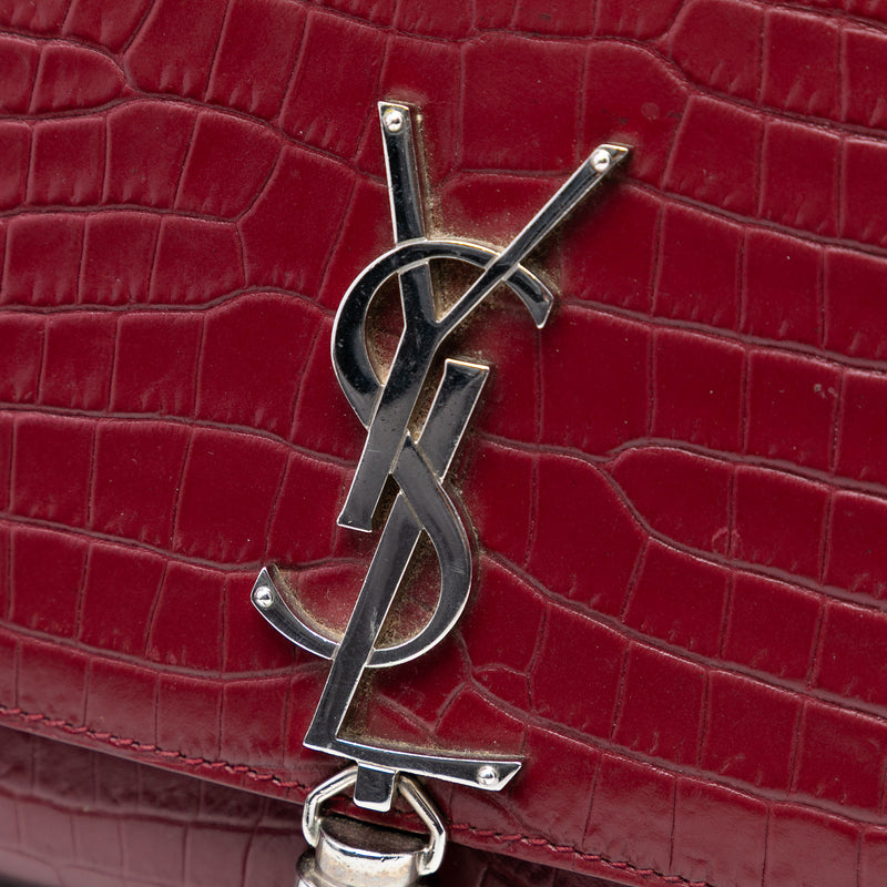 Medium Croc Embossed Leather Monogram Kate Tassel Crossbody - Image 6