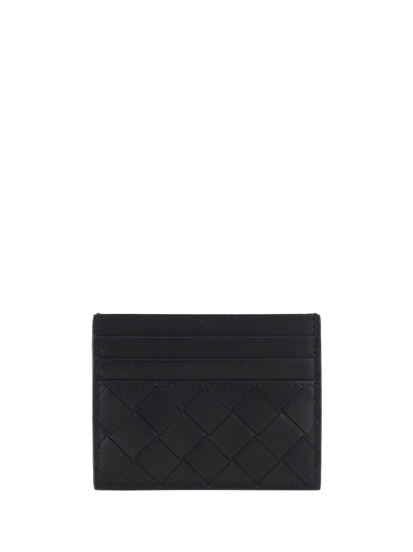 Bottega Veneta Intrecciato Leather Card Case — Black Calf Cases