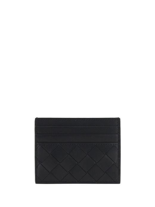 Bottega Veneta Intrecciato Leather Card Case — Black Calf Cases