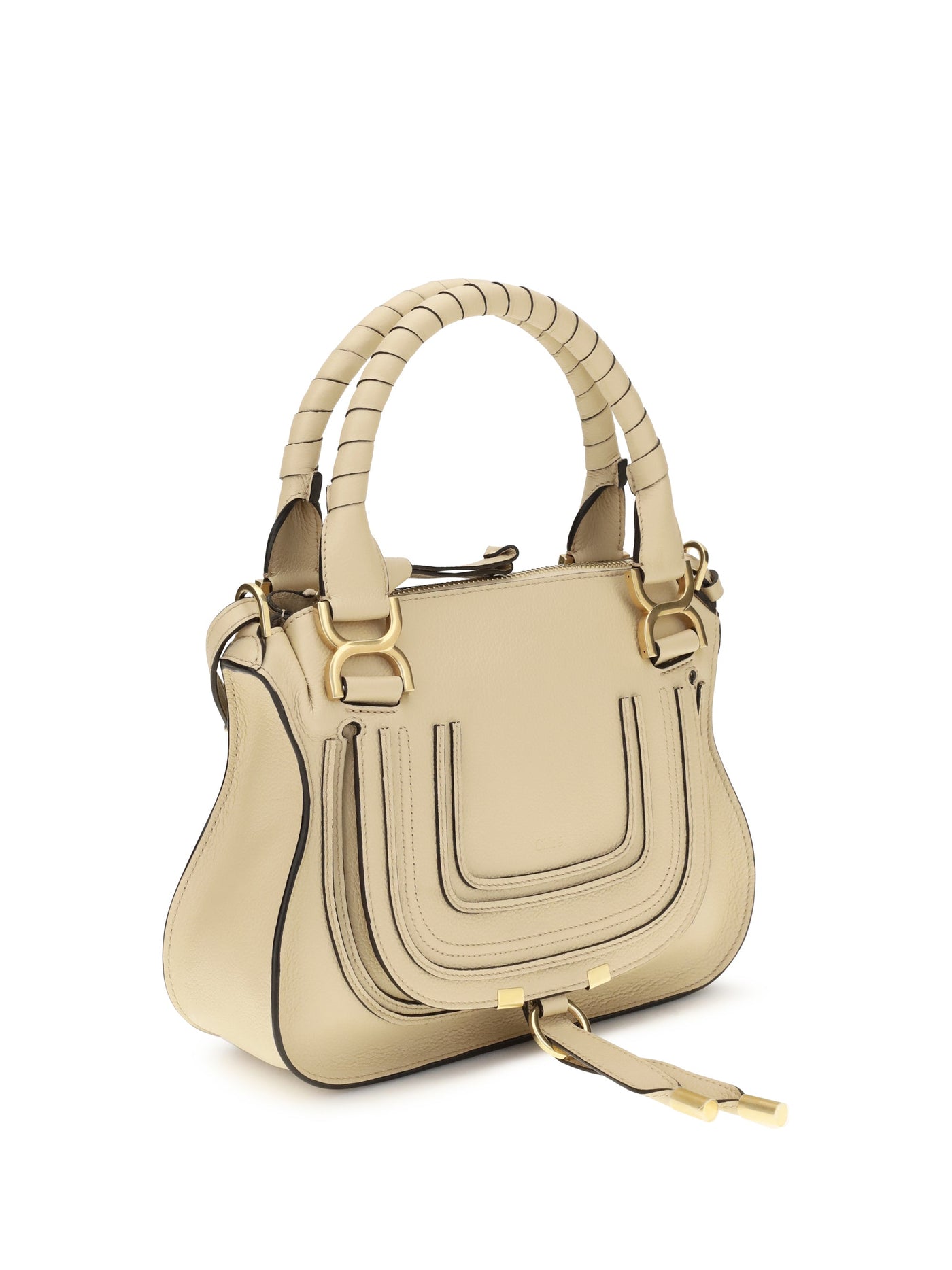 Chloé Marcie Top Handle Bag — Beige Calf Leather