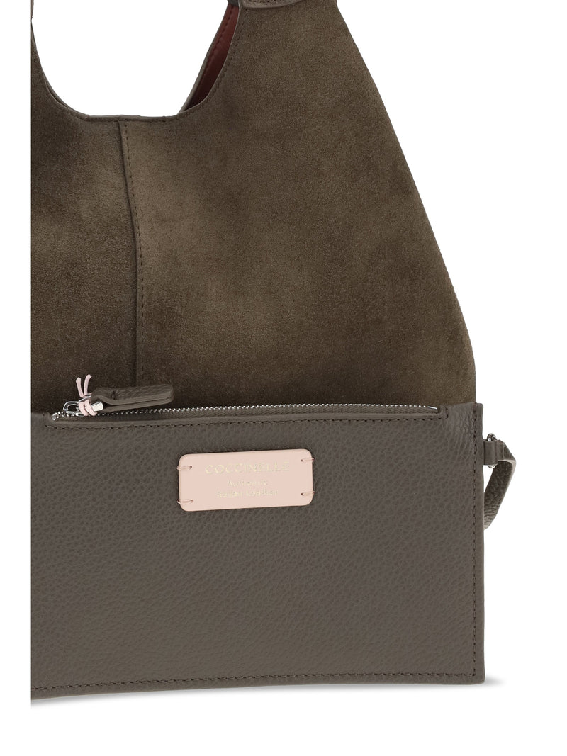 Coccinelle C-Easy Shoulder Bag — Taupe Calf Leather