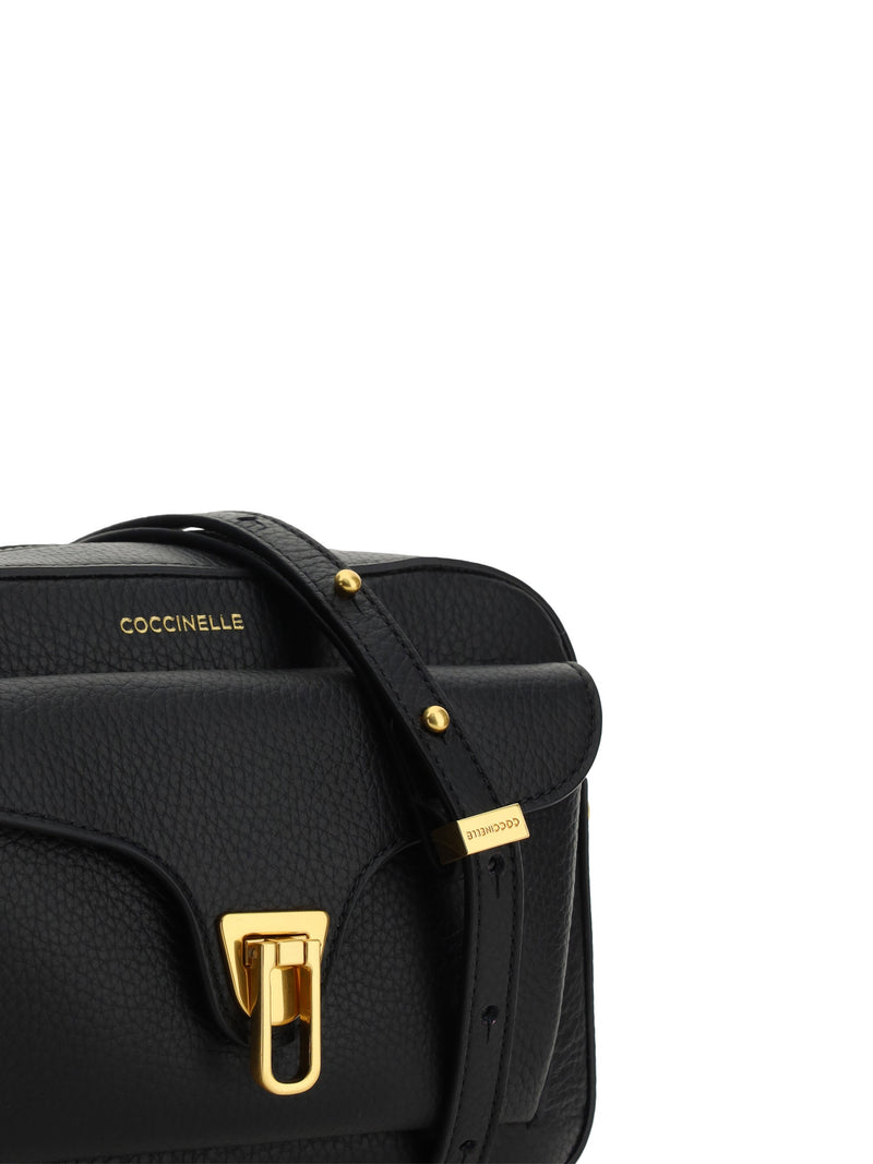 Coccinelle Beat Shoulder Bag — Black Calf Leather