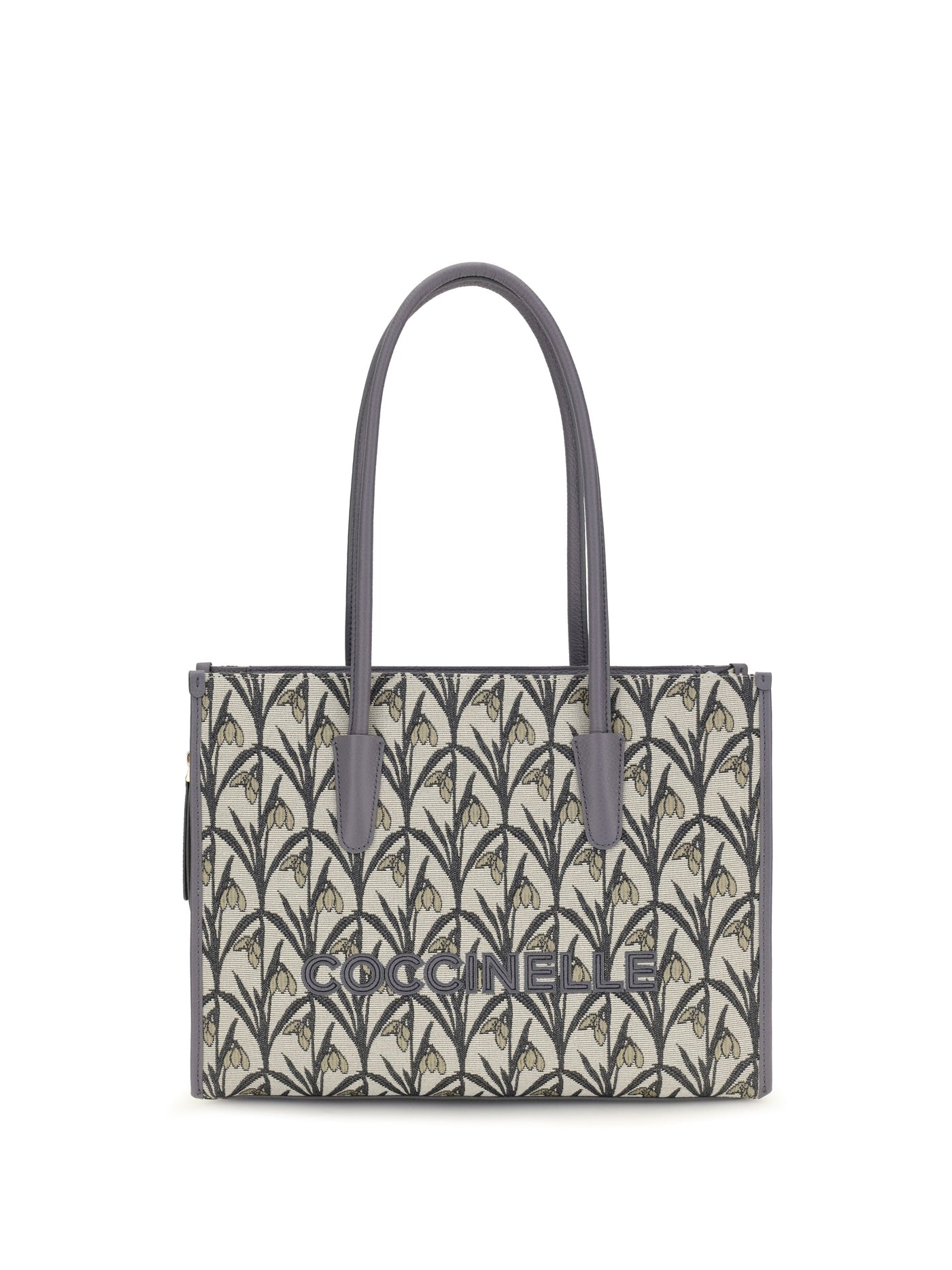 Coccinelle Jacquard Floral Tote Bag — Gray