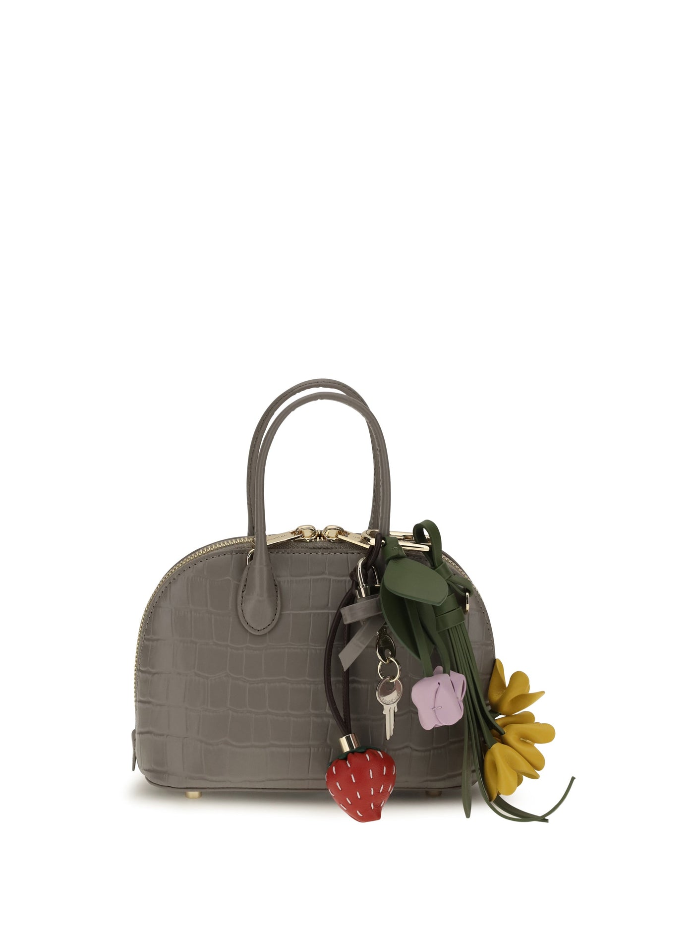Self-Portrait Top Handle Bag — Gray Calf Leather Bos Taurus Hand