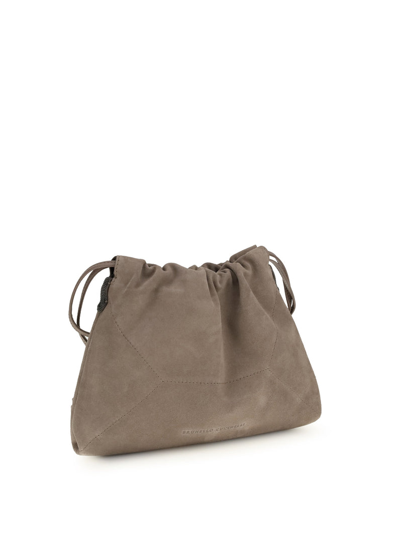 Brunello Cucinelli Pouch Shoulder Bag — Gray Calf Leather Bos Taurus