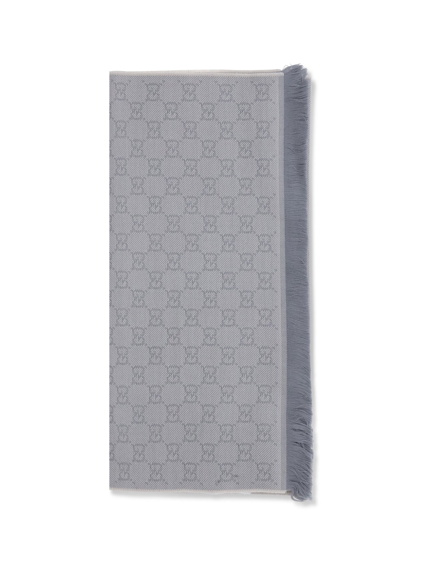 Gucci Gg-Embroidered Wool Scarf — Gray Ovis Aries Scarfs