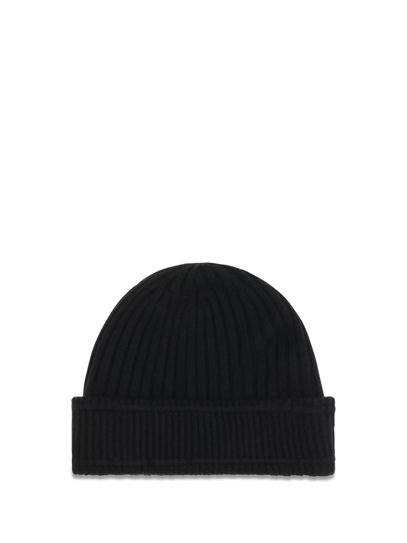 Burberry 8103340 Ribbed Merino Wool Beanie — Black Ovis Aries Beanies