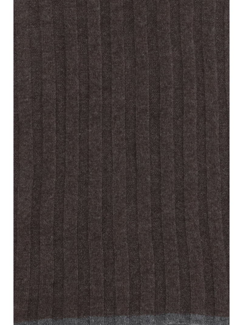Brunello Cucinelli Ribbed Cashmere Scarf — Brown Kashmir/capra Hircus Scarfs