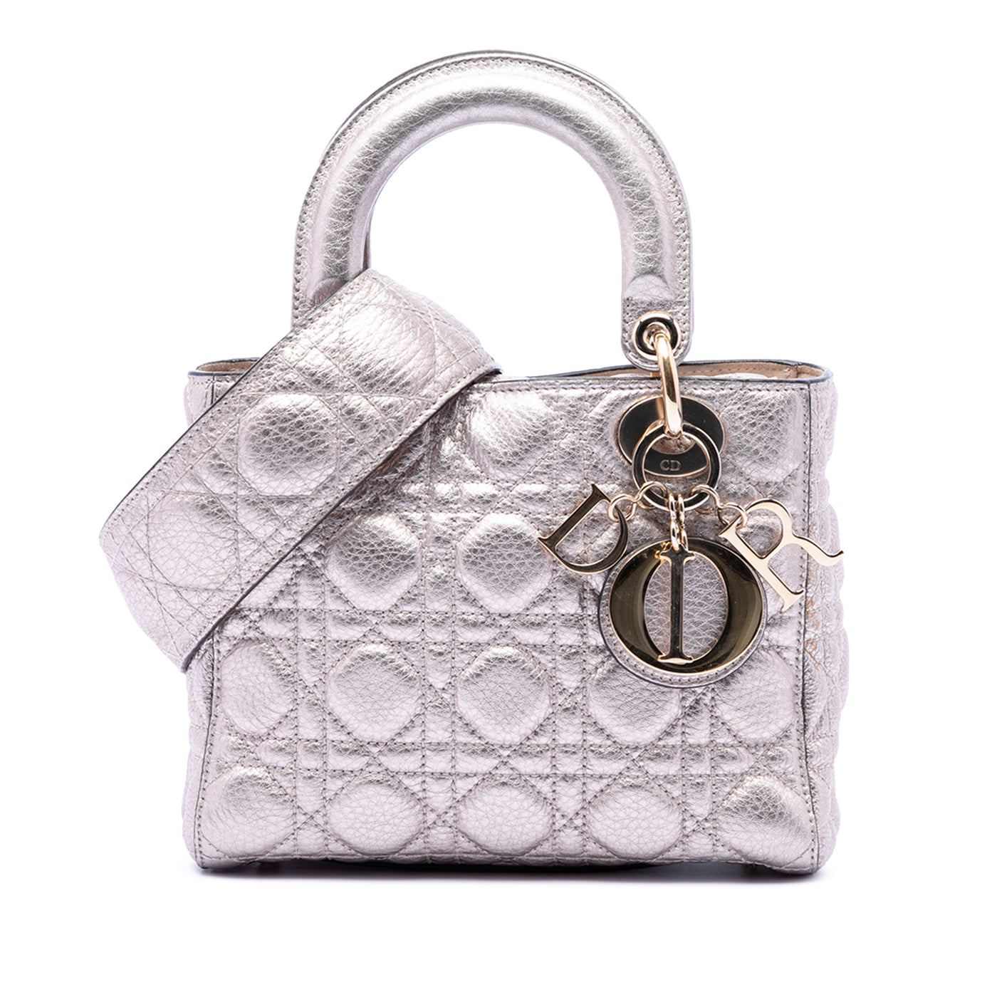 Small Metallic Grained Calfskin Cannage Supple Lady Dior - Image 1