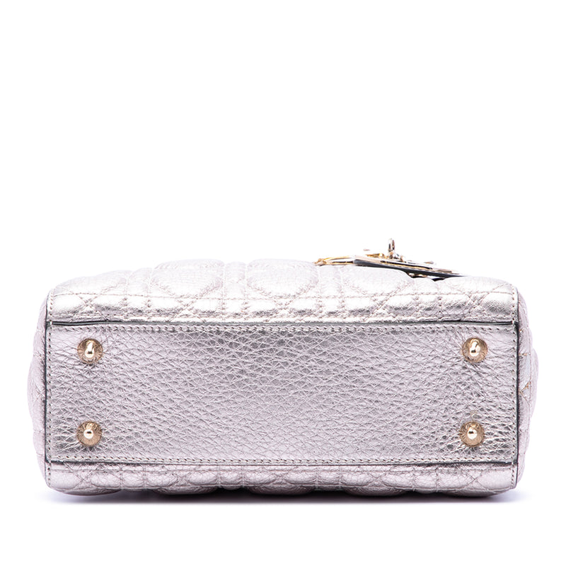 Small Metallic Grained Calfskin Cannage Supple Lady Dior - Image 3