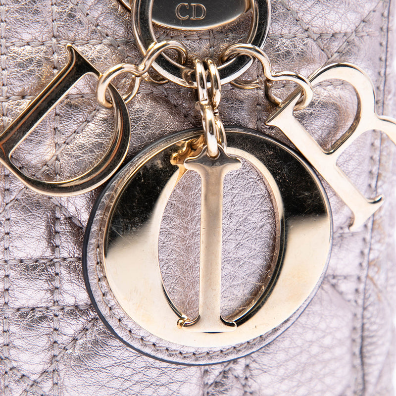Small Metallic Grained Calfskin Cannage Supple Lady Dior - Image 5