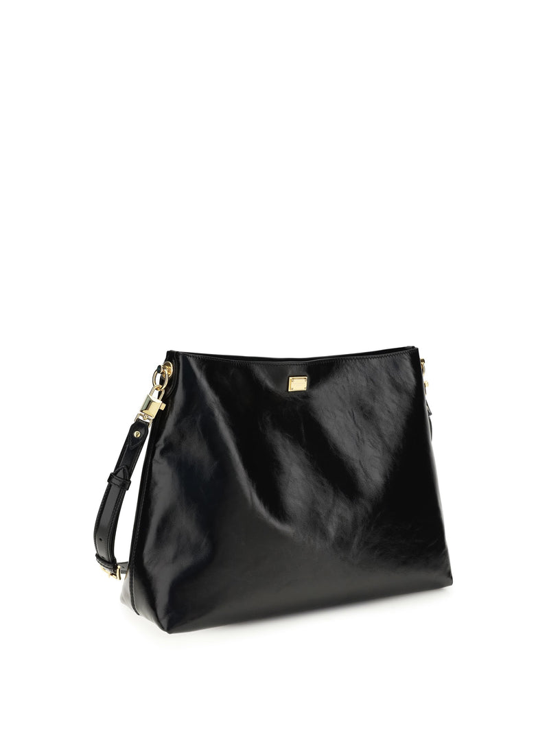 Dolce & Gabbana Vittoria Shoulder Bag — Black Calf Leather Bos Taurus