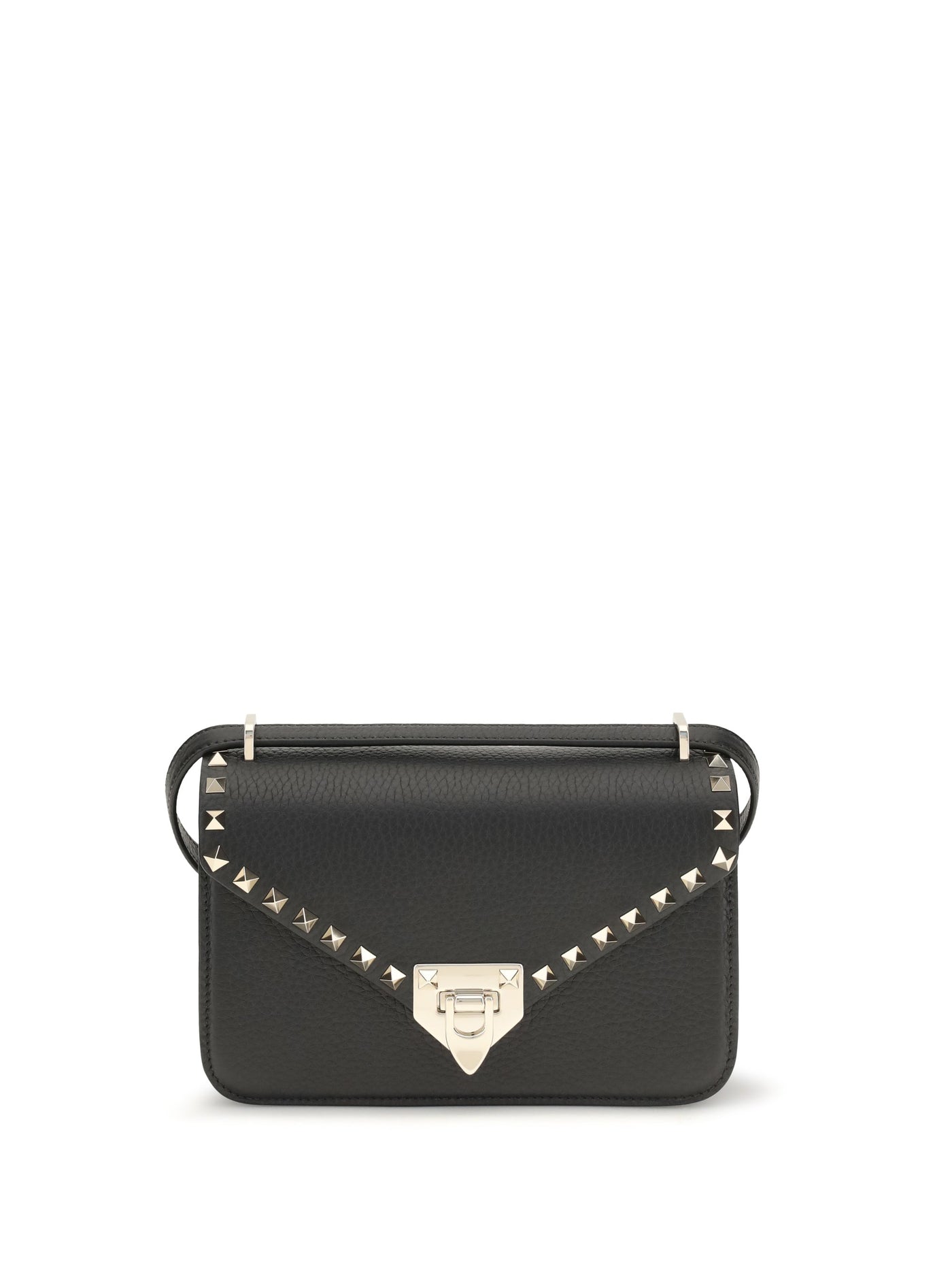 Valentino Garavani Rockstud Shoulder Bag — Black Calf Leather Bos Taurus
