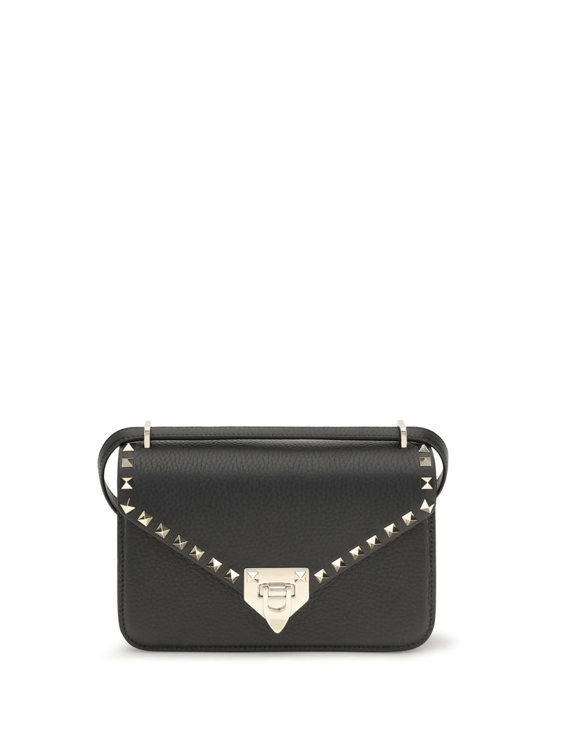 Valentino Garavani Studded Shoulder Bag — Black Calf Leather