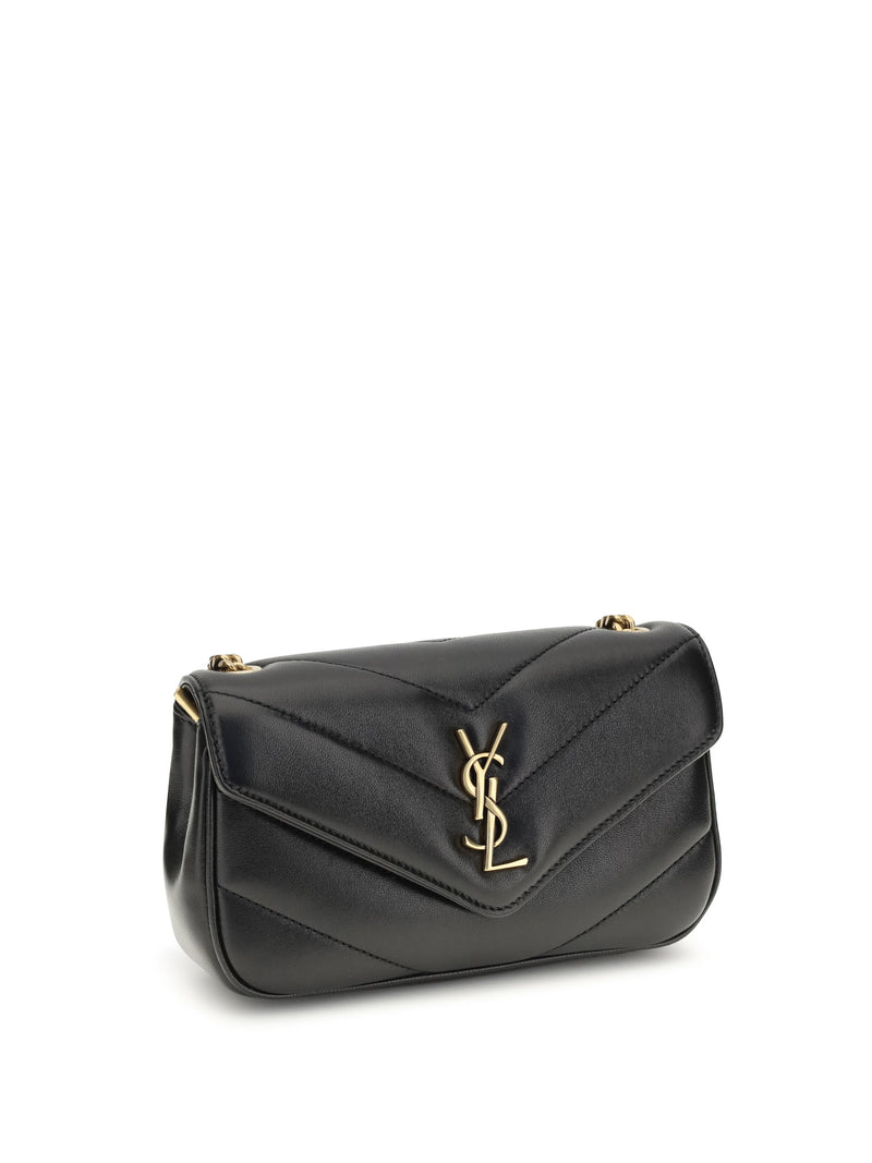 Saint Laurent Lou Mini Shoulder Bag — Black Lamb Ovis Aries