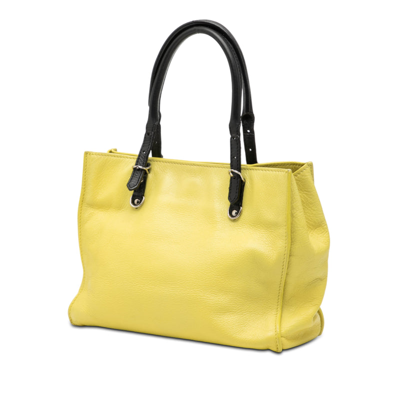 Mini Bicolor Leather Papier A4 Zip Around Tote - Image 2