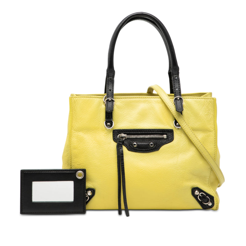 Mini Bicolor Leather Papier A4 Zip Around Tote - Image 8