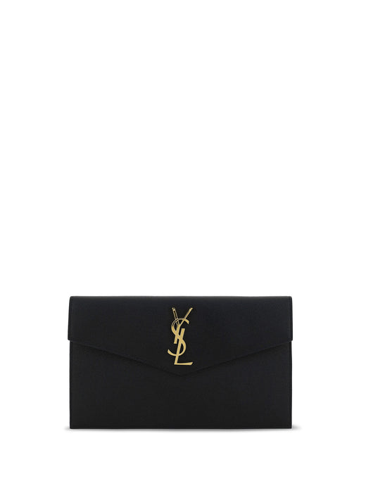 Saint Laurent Leather Clutch Wallet — Black Calf